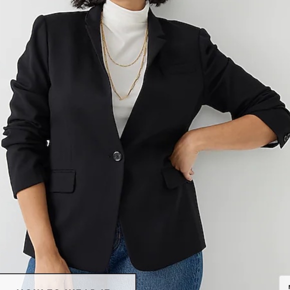 J Crew Regent Blazer in Wool Flannel Black - Size 4 - Picture 4 of 9